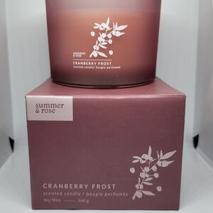 NEW Summer & Rose Cranberry Frost Scented Soy Candle - 12 oz